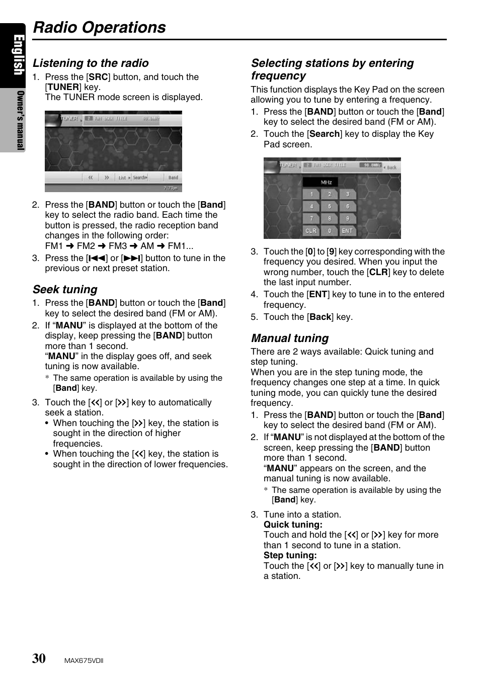 Radio operations, English | Clarion MAX675VDII User Manual | Page 26 / 72