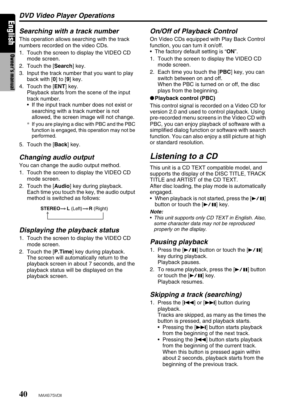 English, Listening to a cd | Clarion MAX675VDII User Manual | Page 36 / 72