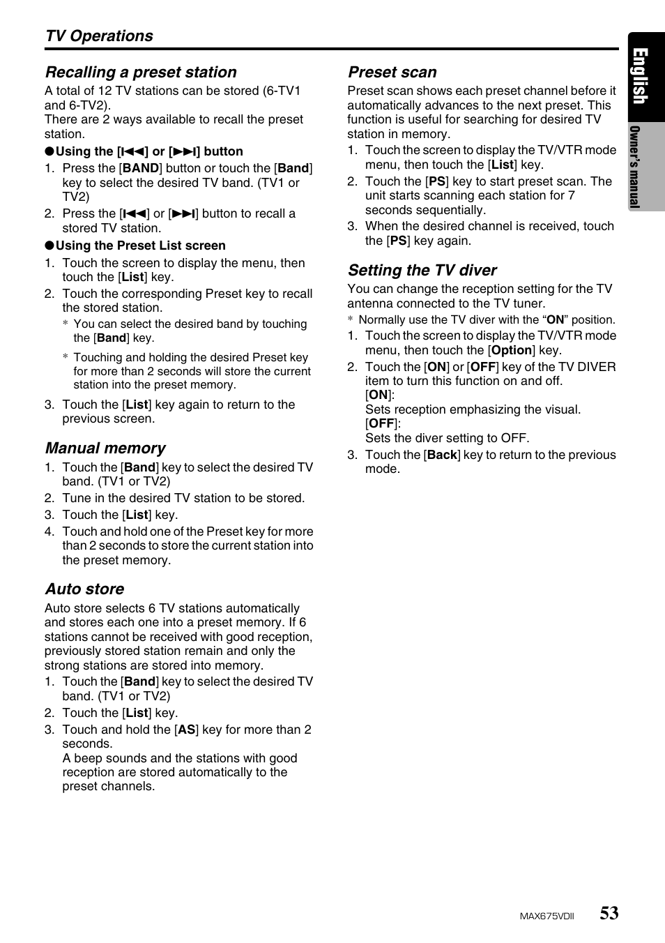 English | Clarion MAX675VDII User Manual | Page 49 / 72