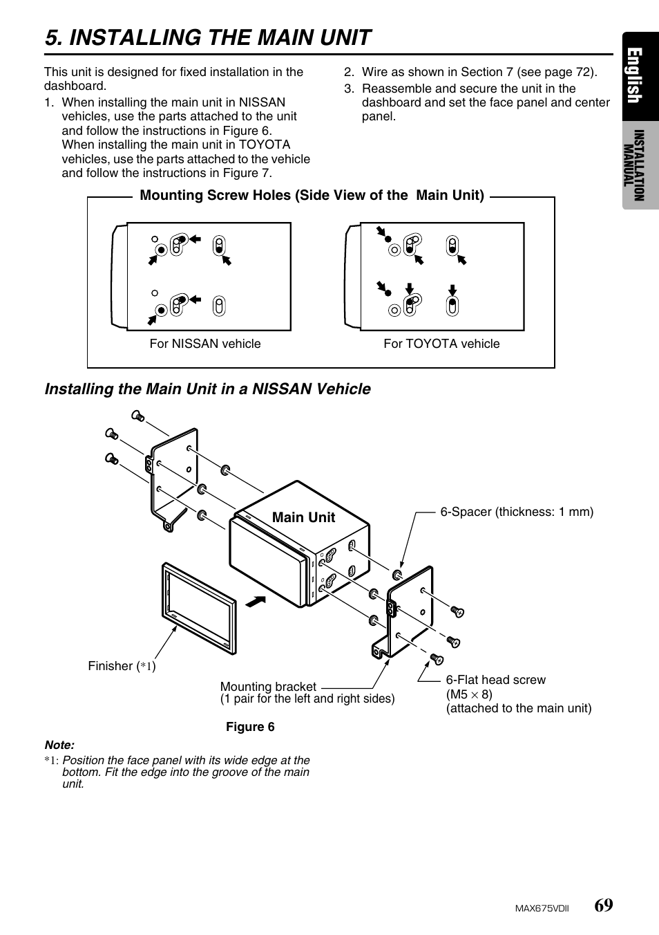 Installing the main unit, English | Clarion MAX675VDII User Manual | Page 65 / 72