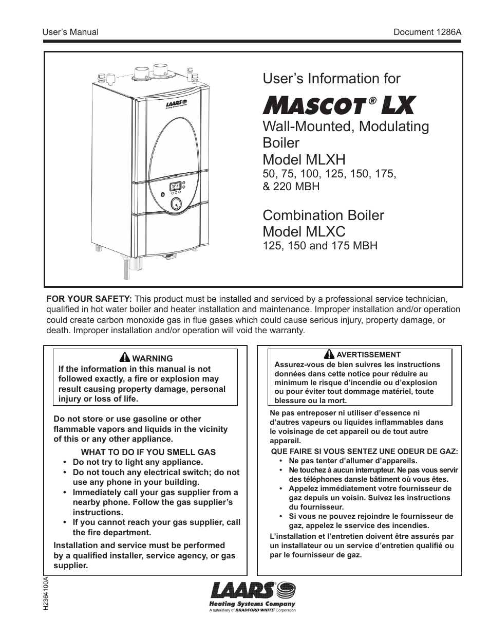 LAARS Mascot LX MLXC 175 MBH - Users Manual User Manual | 8 pages