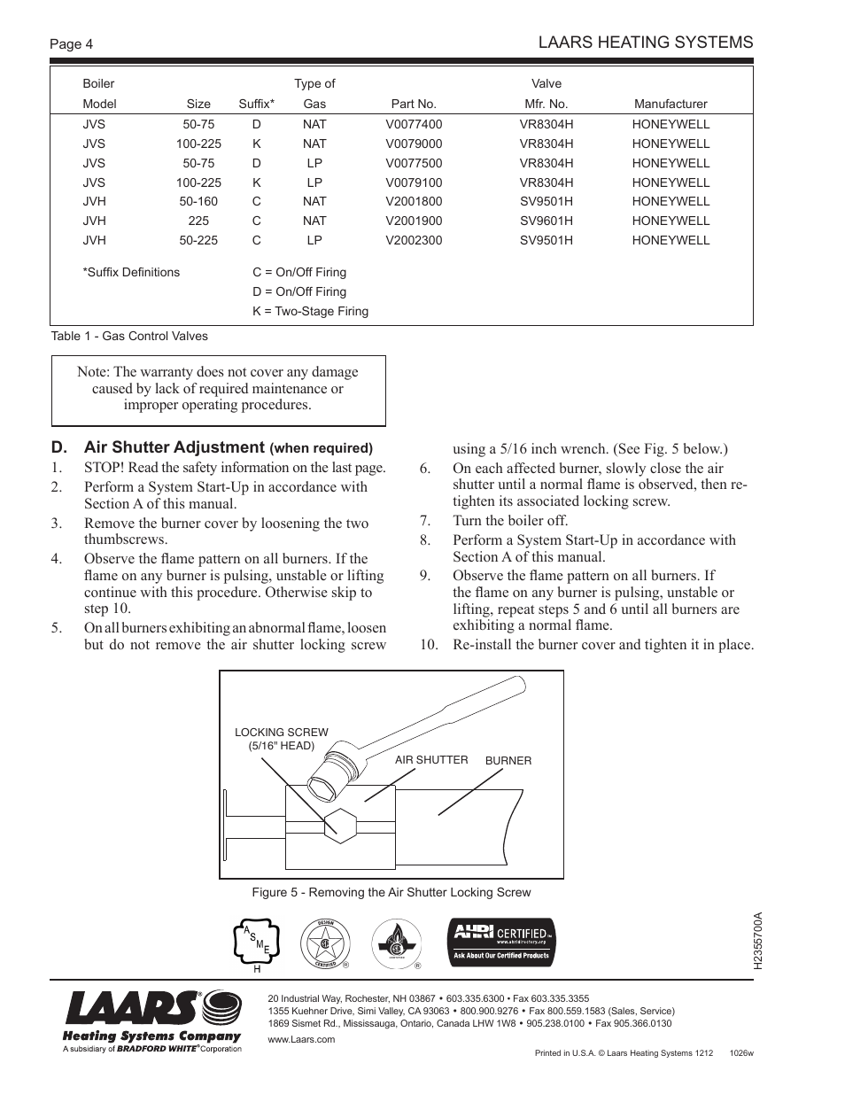 LAARS Mini-Therm JVS (Sizes 50-225) - Users Manual User Manual | Page 4 / 4