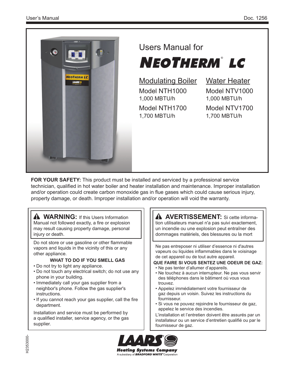 LAARS NeoTherm LC NTV1700 - Users Manual User Manual | 12 pages