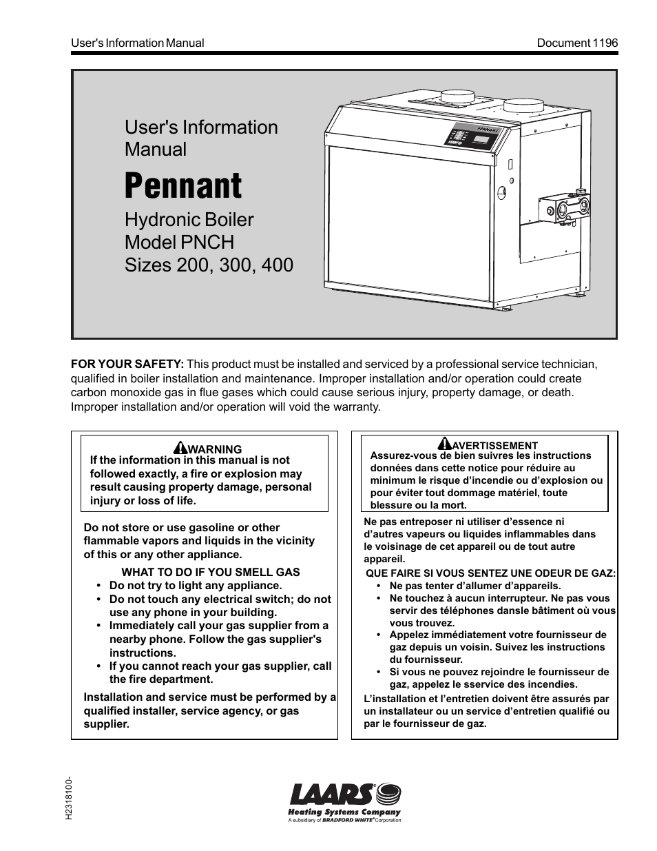 LAARS Pennant PNCH (Sizes 200, 300, 400) - Users Manual User Manual | 4 pages