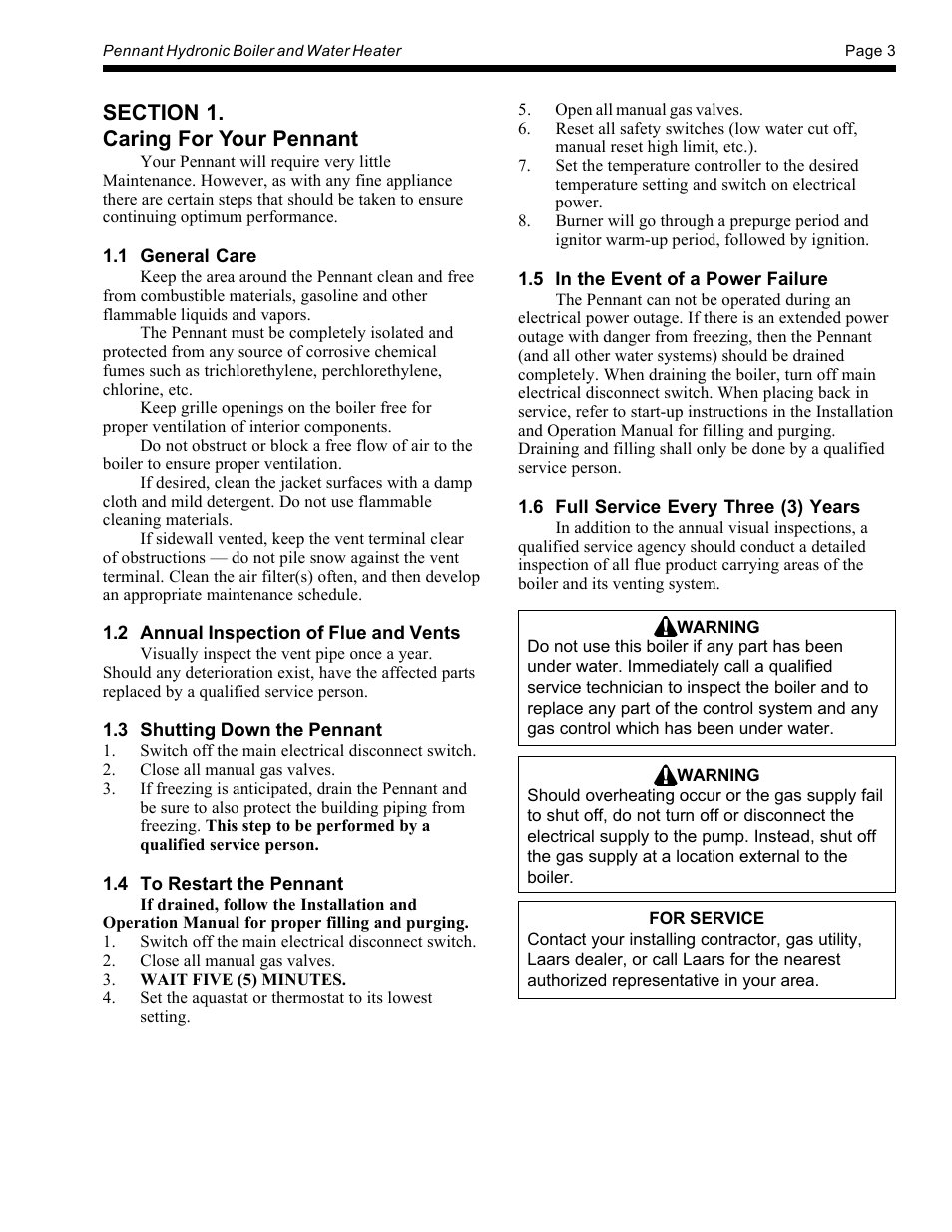 LAARS Pennant PNCH (Sizes 200, 300, 400) - Users Manual User Manual | Page 3 / 4