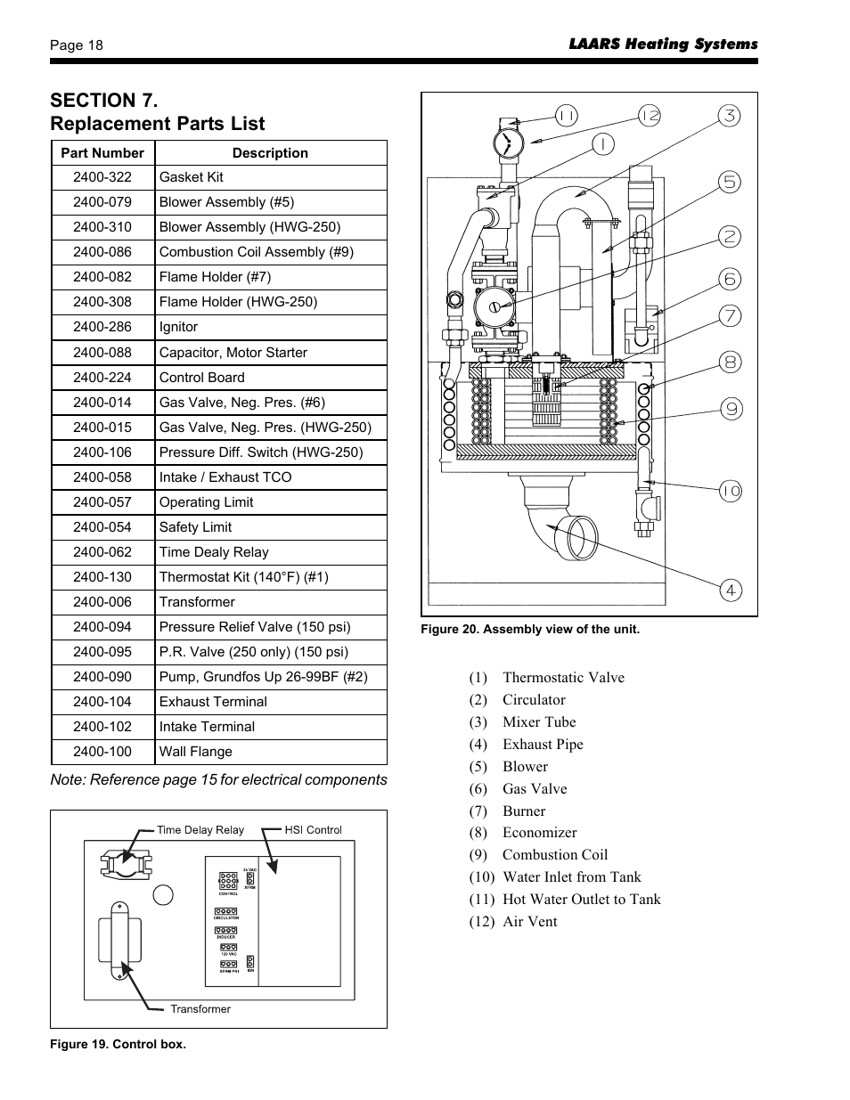 LAARS HWG-M2-250 - Installation, Operation and Maintenance Instructions User Manual | Page 18 / 20