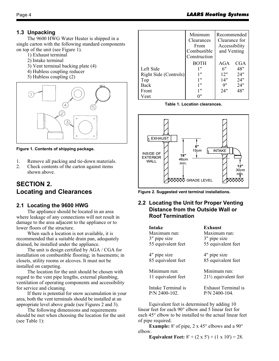 LAARS HWG-M2-250 - Installation, Operation and Maintenance Instructions User Manual | Page 4 / 20