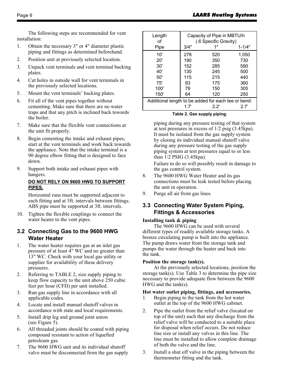 LAARS HWG-M2-250 - Installation, Operation and Maintenance Instructions User Manual | Page 6 / 20