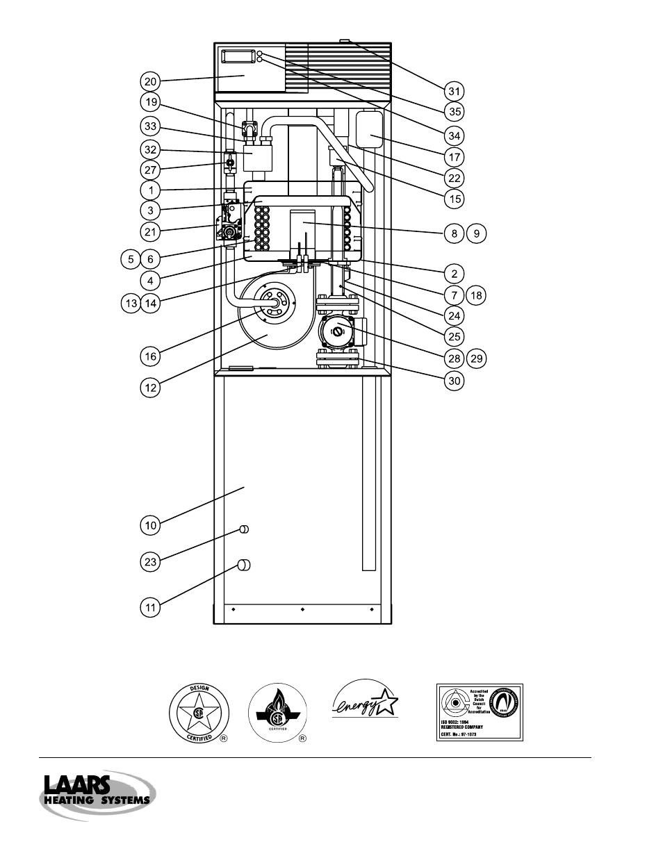 Model ebp boiler drain | LAARS EDN Series - Installation, Operation and Maintenance Instructions User Manual | Page 36 / 36
