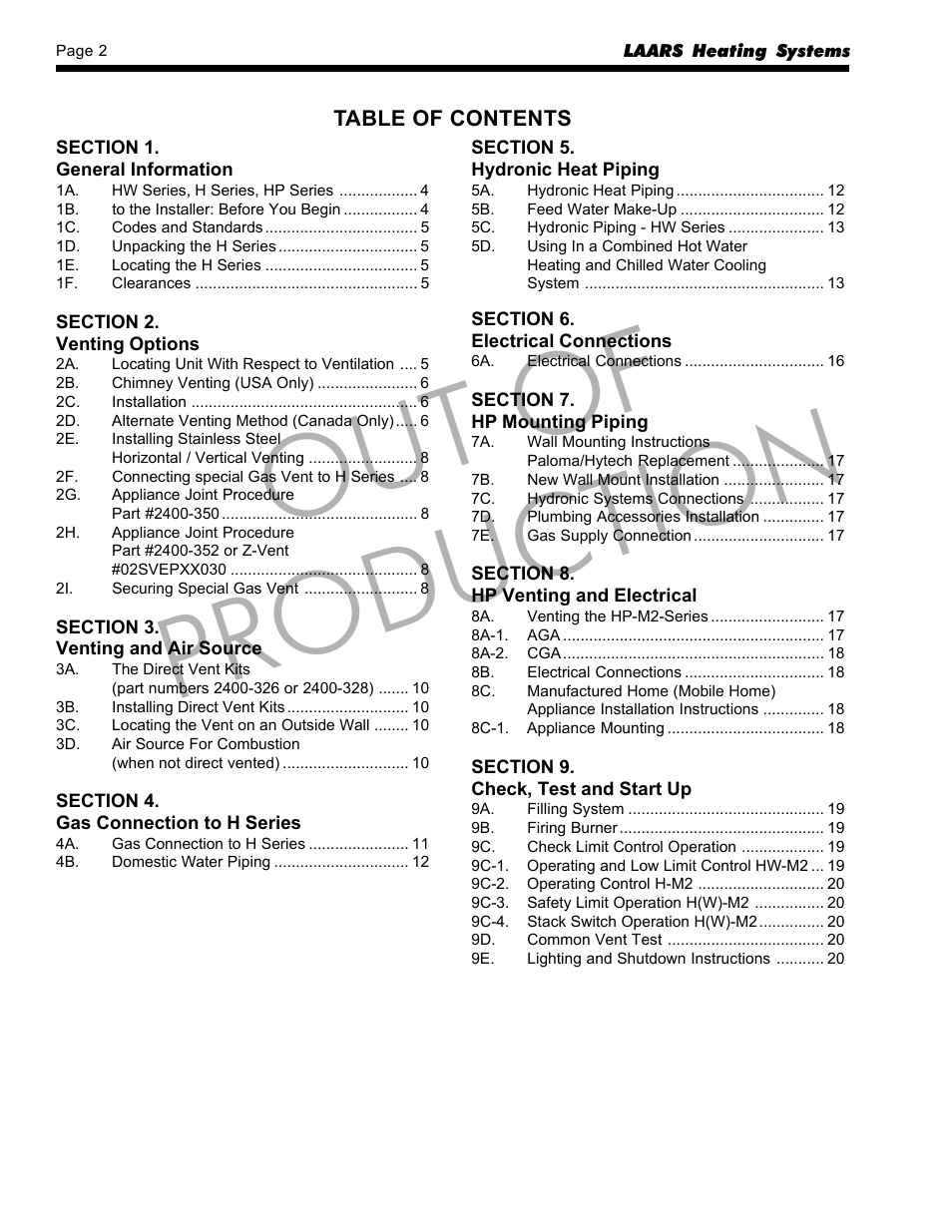 LAARS HP-M2 Series - Installation, Operation and Maintenance Instructions User Manual | Page 2 / 44