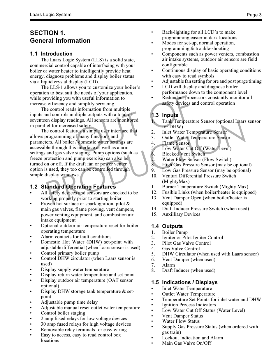 Out of production | LAARS LLS-1 - Instruction Manual User Manual | Page 3 / 24