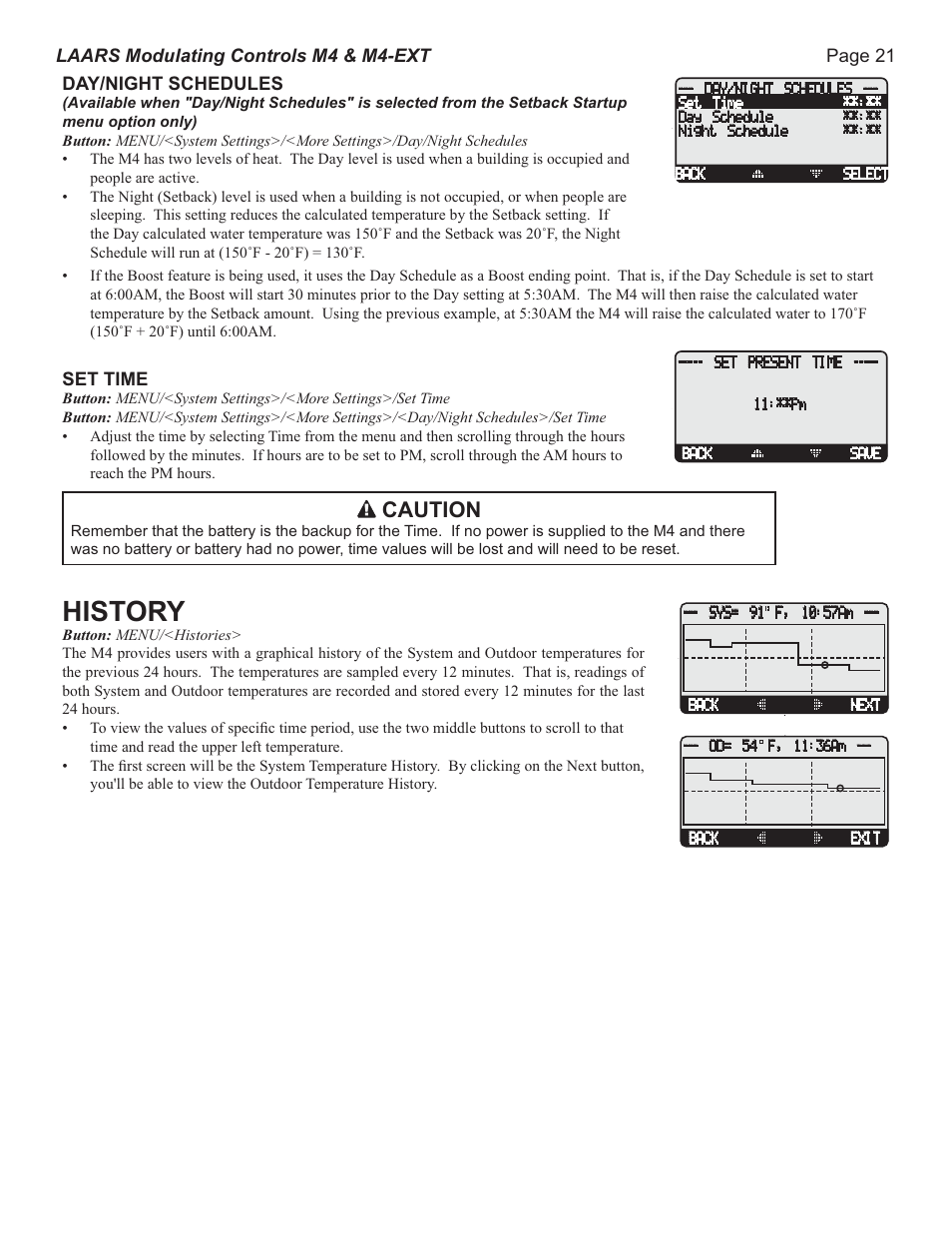 History, Caution | LAARS M4-Ext - Installation Manual User Manual | Page 21 / 28