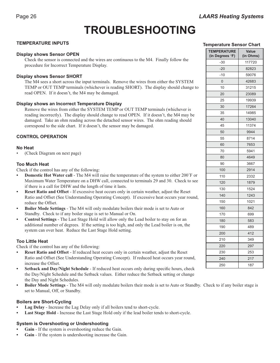 Troubleshooting, Page 26 laars heating systems | LAARS M4-Ext - Installation Manual User Manual | Page 26 / 28