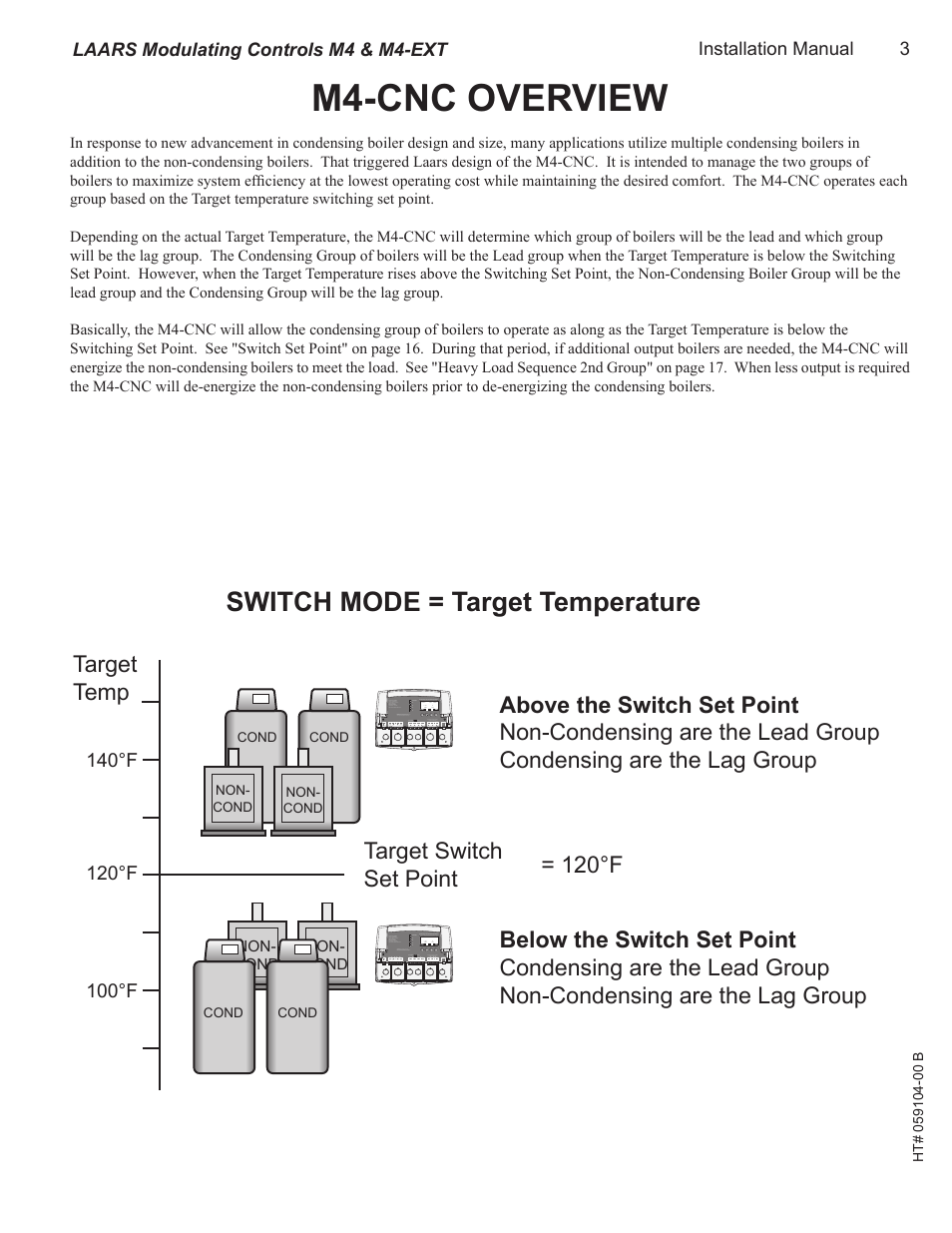 Mini-mod-cnc overview, M4-cnc overview, Switch mode = target temperature | Switch mode = outdoor temperature, Outdoor temp | LAARS M4-Ext - Installation Manual User Manual | Page 3 / 40