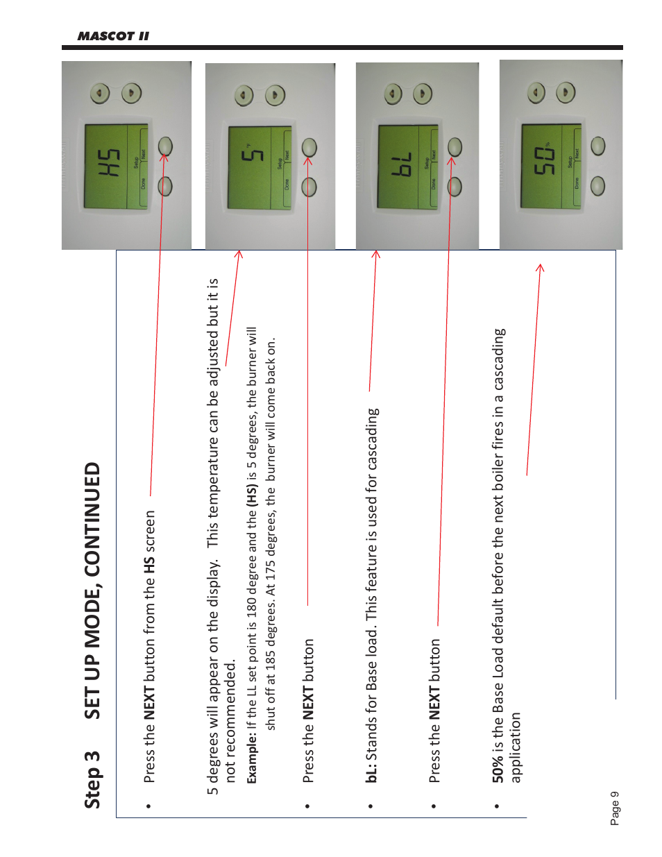 St ep 3 se t up mo de , c o nt inue d | LAARS Mascot ll LMC - Start Up Guide User Manual | Page 10 / 20