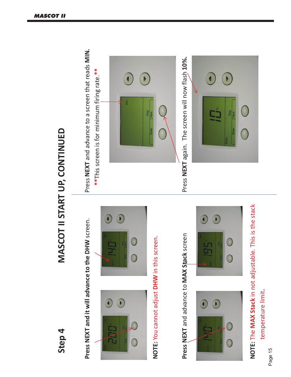 St ep 4 ma sc o t ii s ta rt up , c o nt inue d | LAARS Mascot ll LMC - Start Up Guide User Manual | Page 16 / 20