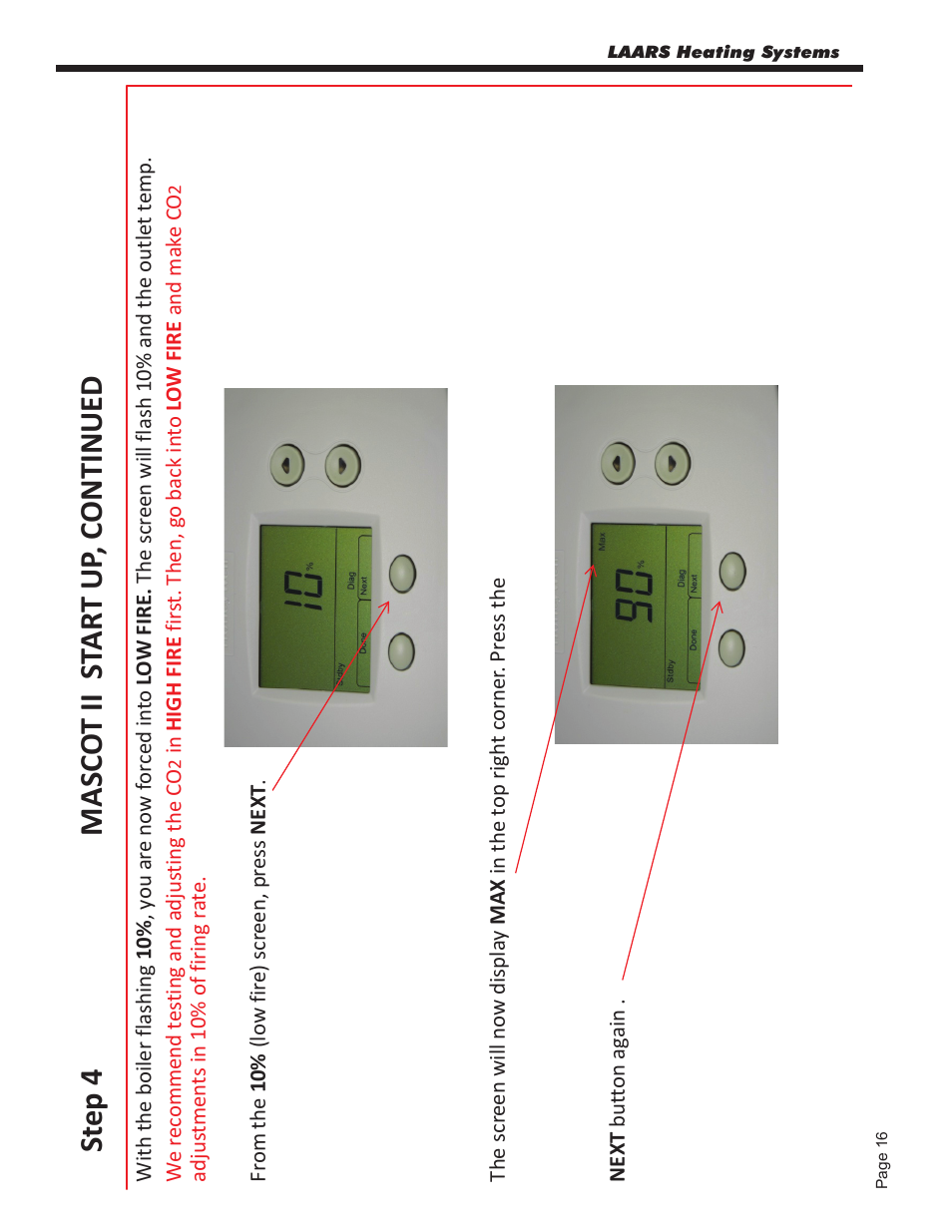 St ep 4 ma sc o t ii st ar t up , c o nt inue d | LAARS Mascot ll LMC - Start Up Guide User Manual | Page 17 / 20