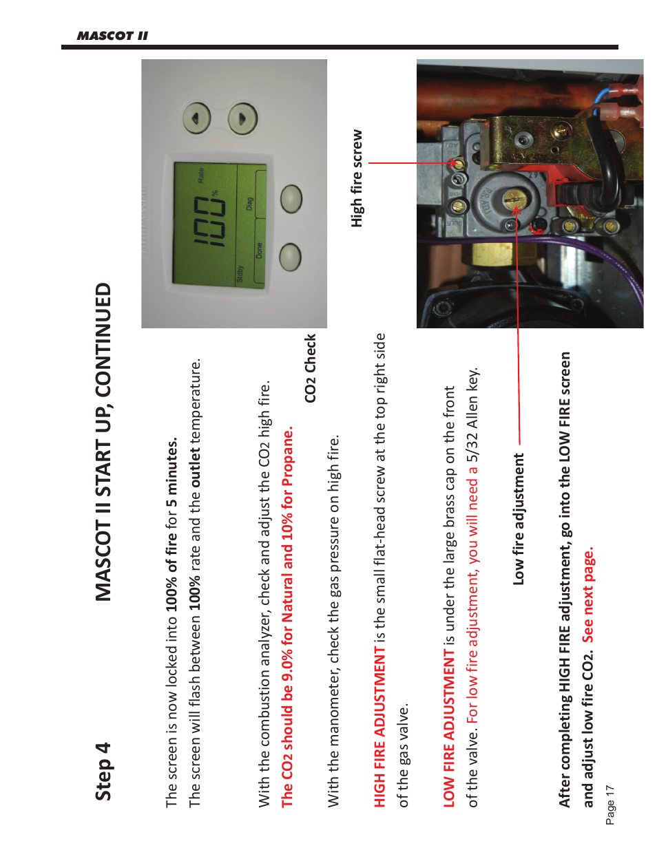 St ep 4 ma sc o t ii s ta rt u p, c o n tin u ed | LAARS Mascot ll LMC - Start Up Guide User Manual | Page 18 / 20