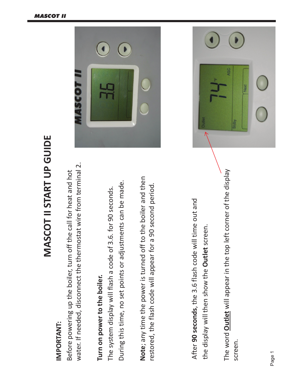 M as co t ii s ta rt u p gu id e | LAARS Mascot ll LMC - Start Up Guide User Manual | Page 2 / 20