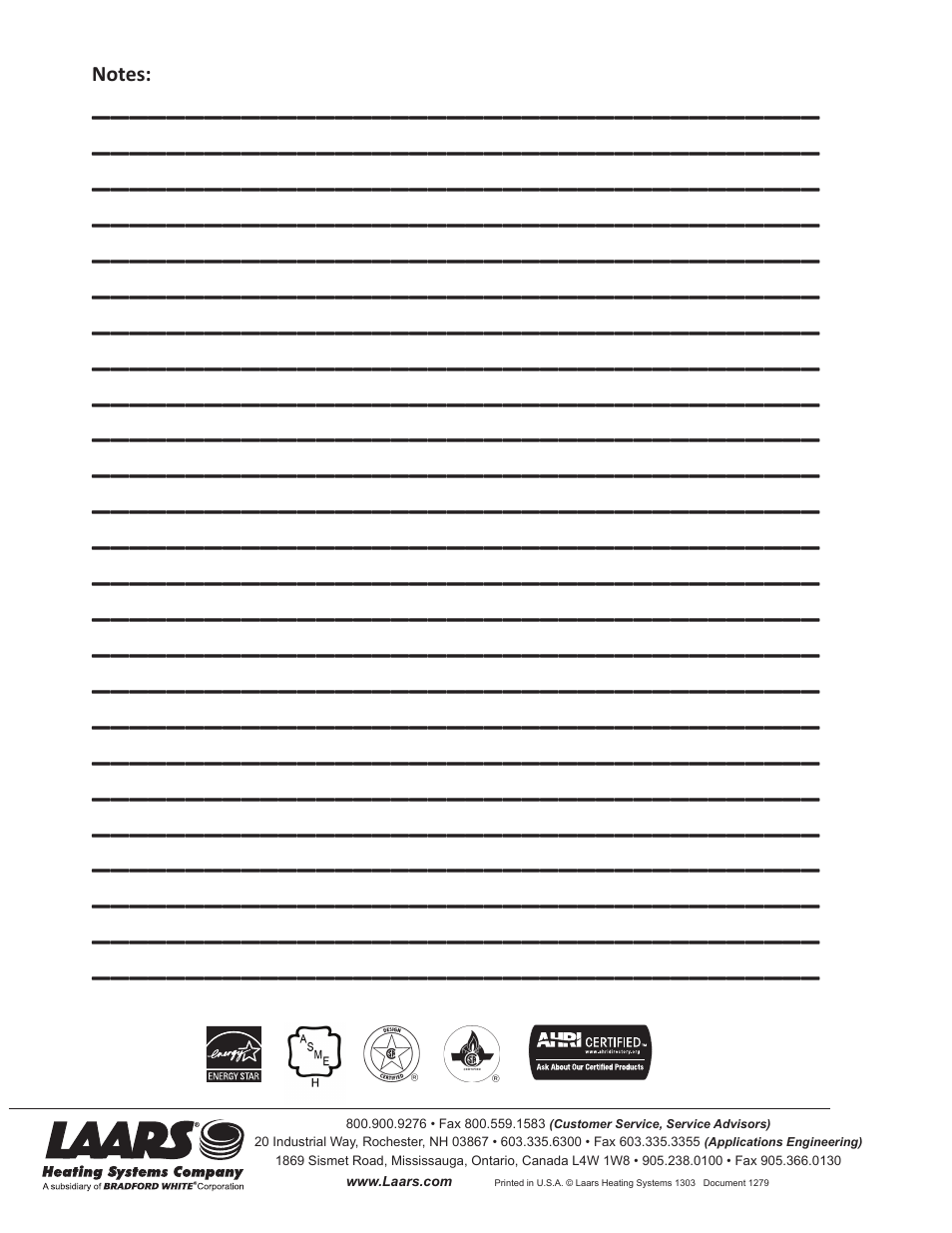 LAARS Mascot ll LMC - Start Up Guide User Manual | Page 20 / 20