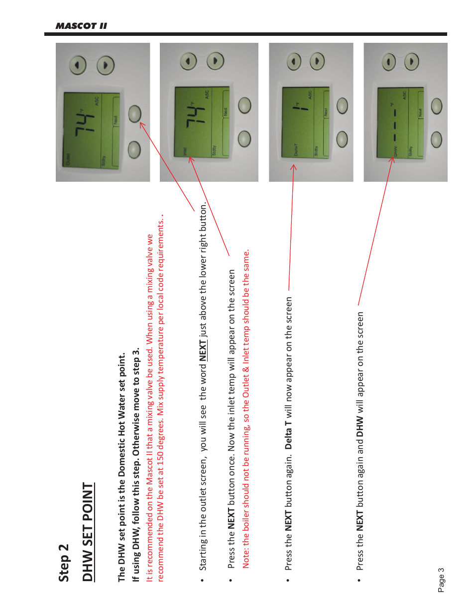 Ste p 2 dh w s et po int | LAARS Mascot ll LMC - Start Up Guide User Manual | Page 4 / 20