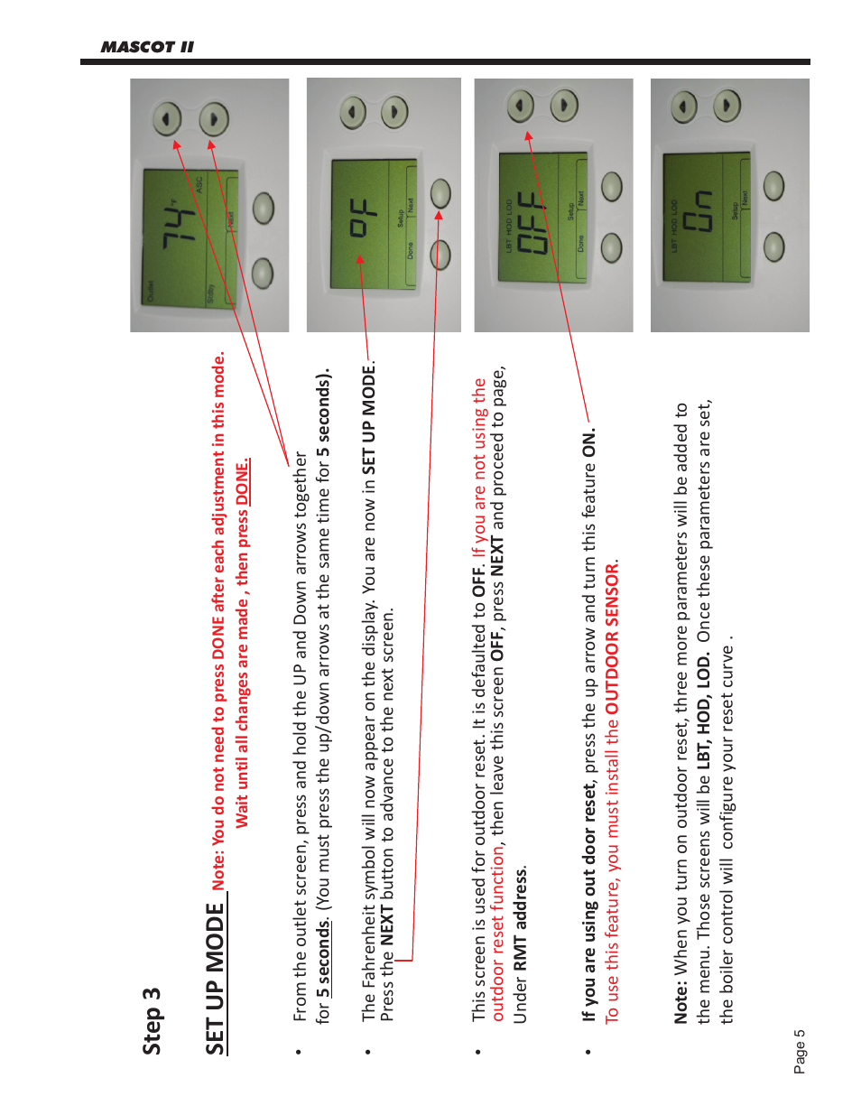 Ste p 3 set u p mo de | LAARS Mascot ll LMC - Start Up Guide User Manual | Page 6 / 20