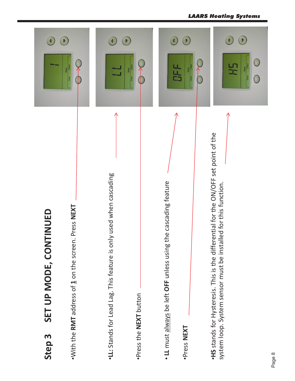 St ep 3 se t up mo de , c o nt inue d | LAARS Mascot ll LMC - Start Up Guide User Manual | Page 9 / 20