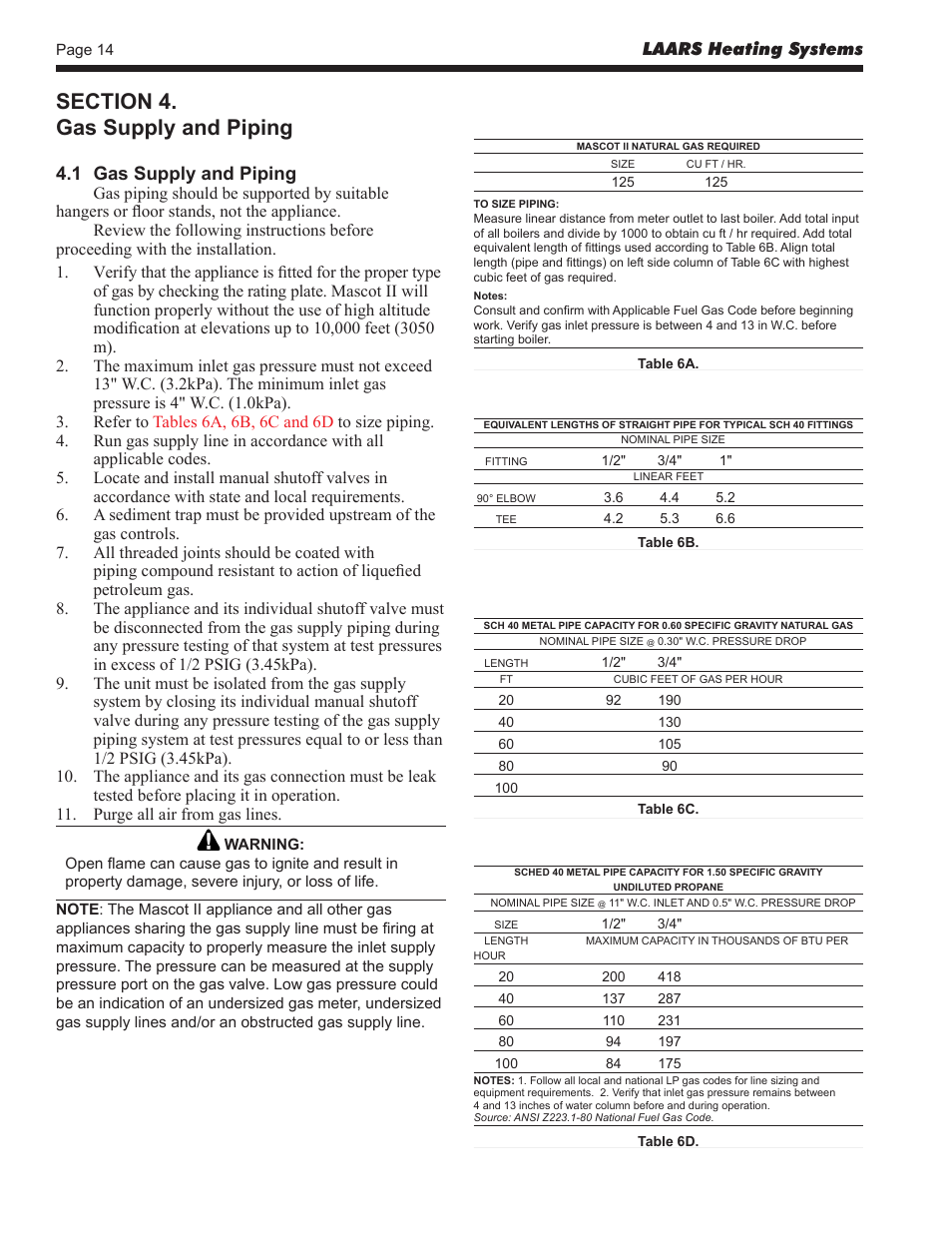 1 gas supply and piping | LAARS Mascot ll LMC - Install and Operating Manual User Manual | Page 16 / 52