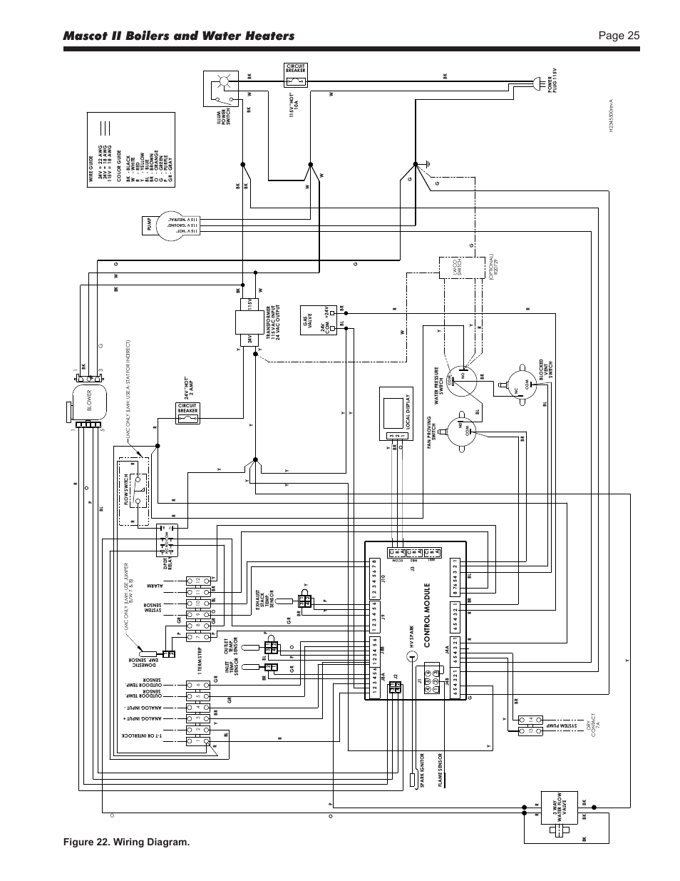 Mascot ii boilers and water heaters, Page 25, Figure 22. wiring diagram | LAARS Mascot ll LMC - Install and Operating Manual User Manual | Page 27 / 52