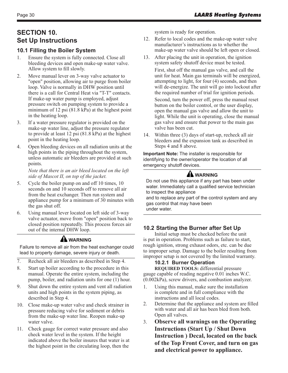 LAARS Mascot ll LMC - Install and Operating Manual User Manual | Page 32 / 52