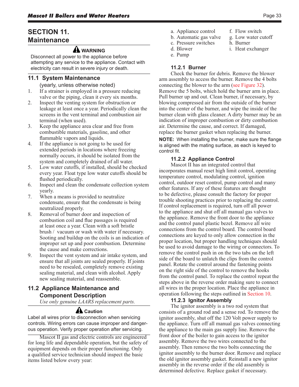 LAARS Mascot ll LMC - Install and Operating Manual User Manual | Page 35 / 52