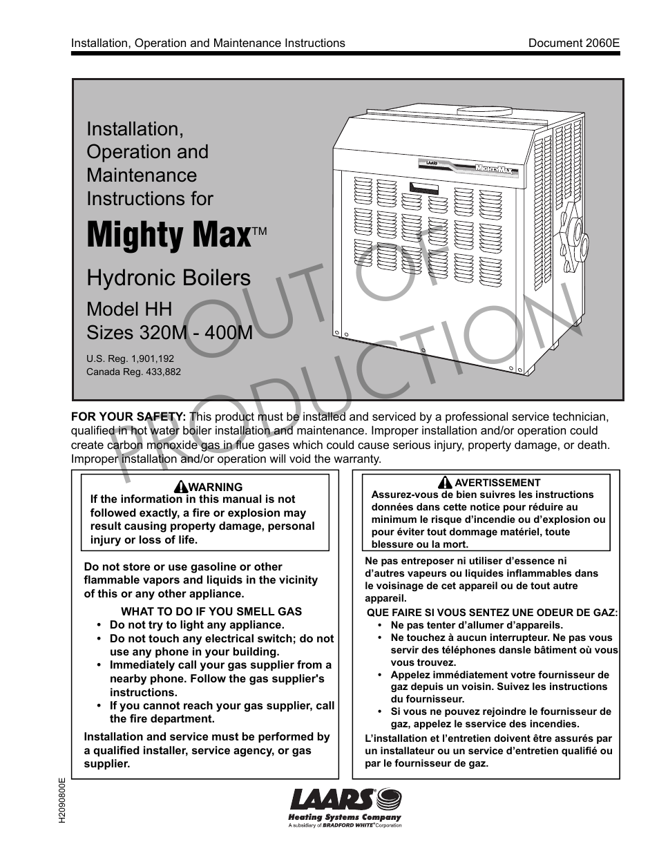 LAARS Mighty Max HH (Sizes 320M - 400M) - Installation, Operation and Maintenance Instructions User Manual | 32 pages