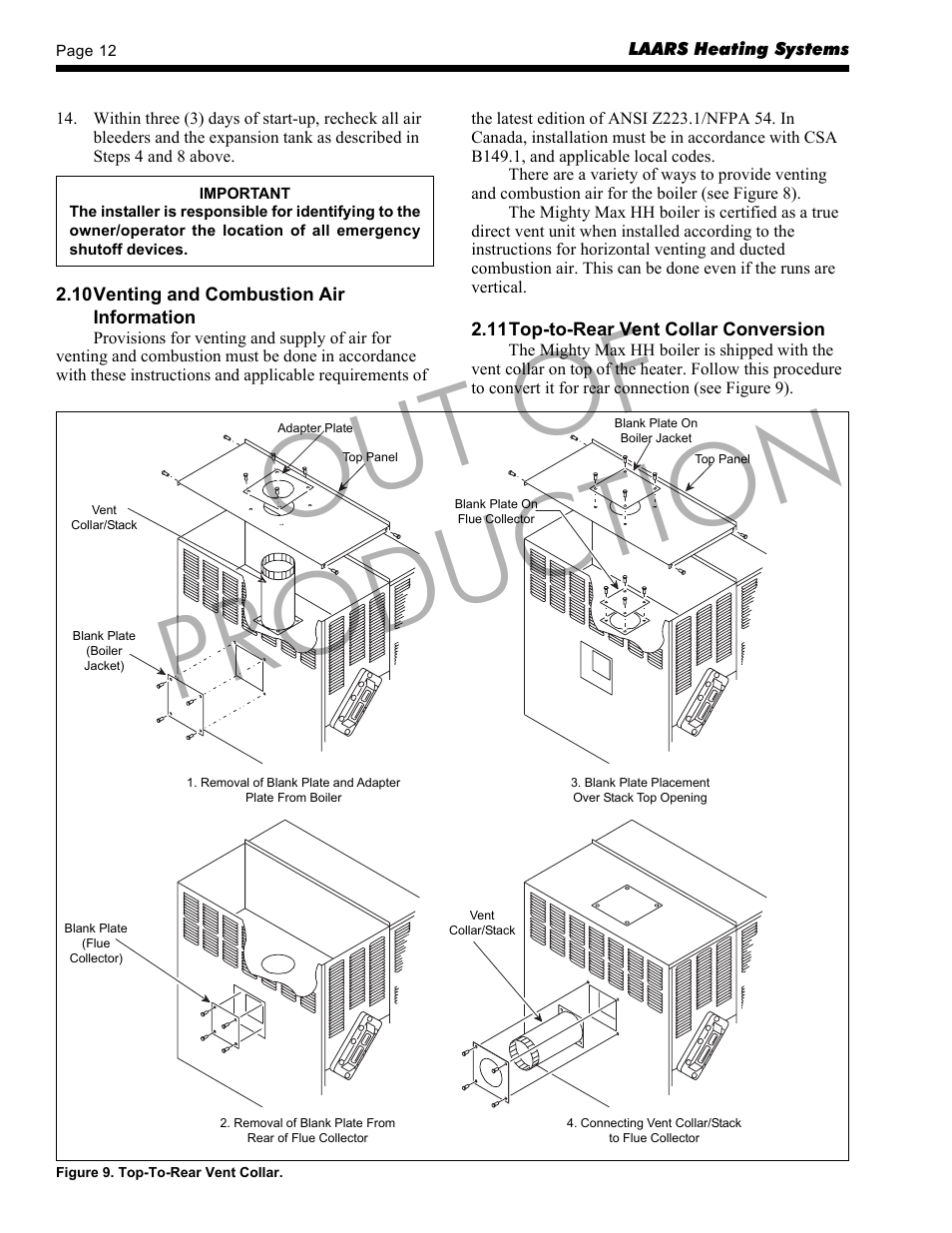 Out of production | LAARS Mighty Max HH (Sizes 320M - 400M) - Installation, Operation and Maintenance Instructions User Manual | Page 12 / 32
