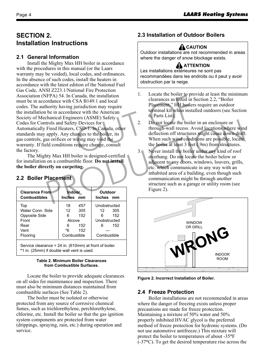 Out of production, Wrong | LAARS Mighty Max HH (Sizes 320M - 400M) - Installation, Operation and Maintenance Instructions User Manual | Page 4 / 32