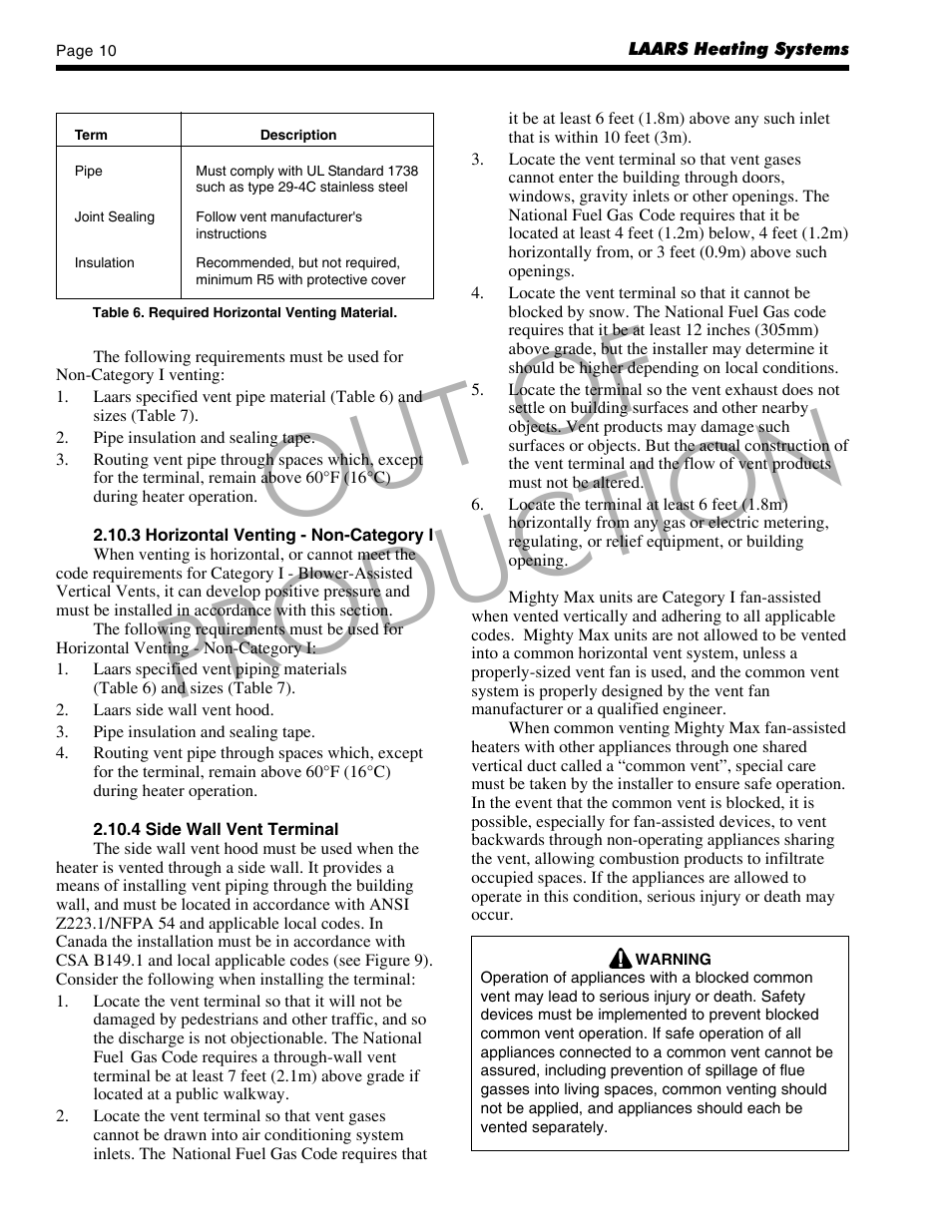 Out of production | LAARS Mighty Max VW (Sizes 320M - 400M) - Installation, Operation and Maintenance Instructions User Manual | Page 10 / 32