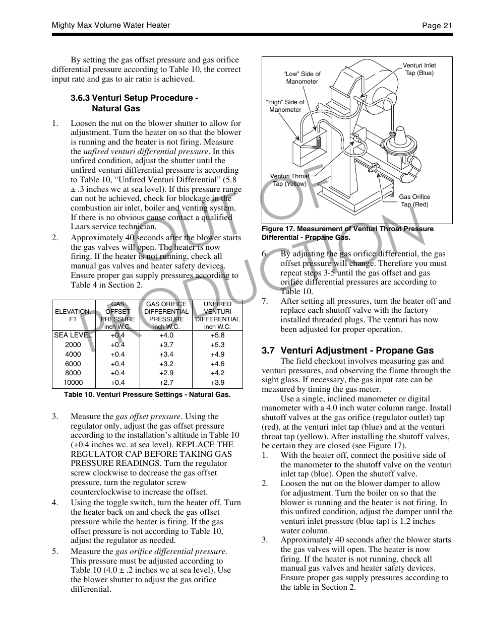 Out of production | LAARS Mighty Max VW (Sizes 320M - 400M) - Installation, Operation and Maintenance Instructions User Manual | Page 21 / 32
