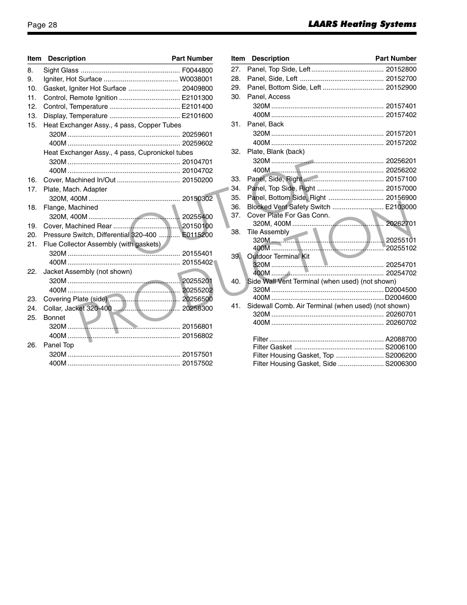 Out of production | LAARS Mighty Max VW (Sizes 320M - 400M) - Installation, Operation and Maintenance Instructions User Manual | Page 28 / 32