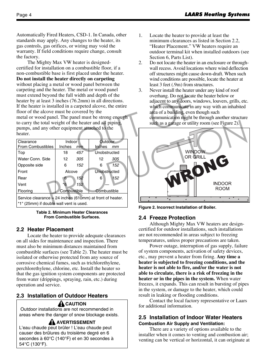 Out of production | LAARS Mighty Max VW (Sizes 320M - 400M) - Installation, Operation and Maintenance Instructions User Manual | Page 4 / 32