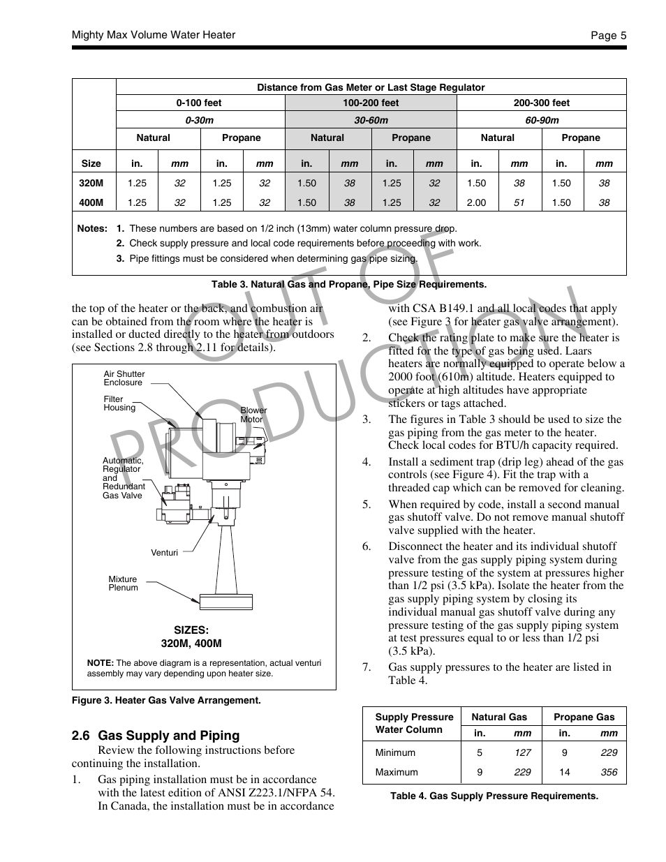 Out of production | LAARS Mighty Max VW (Sizes 320M - 400M) - Installation, Operation and Maintenance Instructions User Manual | Page 5 / 32