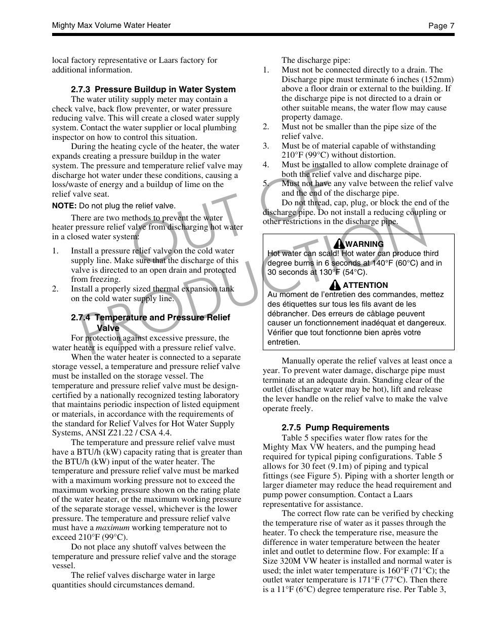 Out of production | LAARS Mighty Max VW (Sizes 320M - 400M) - Installation, Operation and Maintenance Instructions User Manual | Page 7 / 32