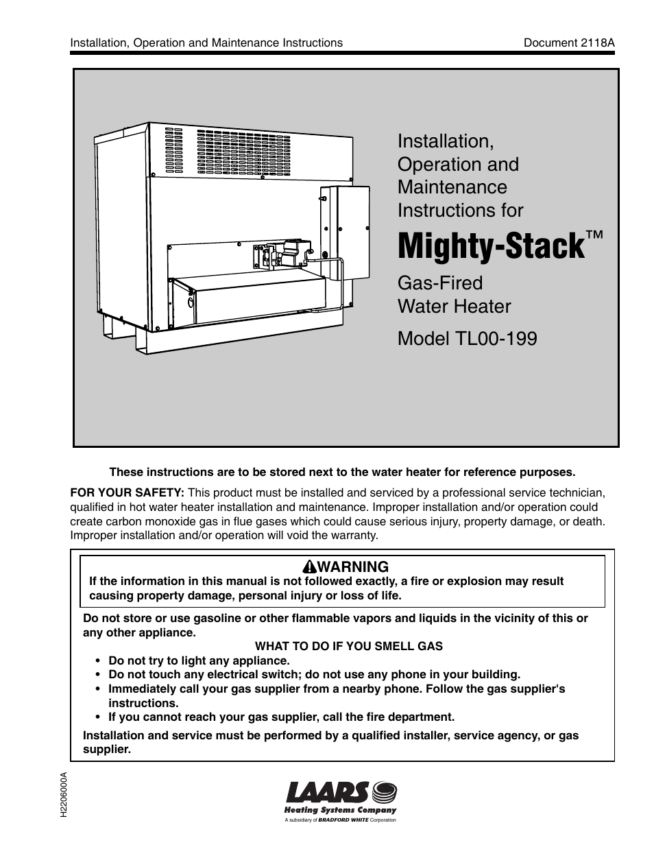 LAARS Mighty-Stack TL00-199 - Installation, Operation and Maintenance Instructions User Manual | 28 pages