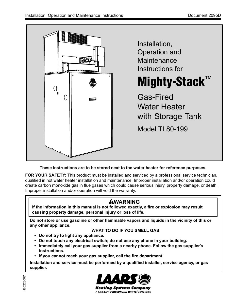 LAARS Mighty-Stack TL80-199 - Installation, Operation and Maintenance Instructions User Manual | 28 pages