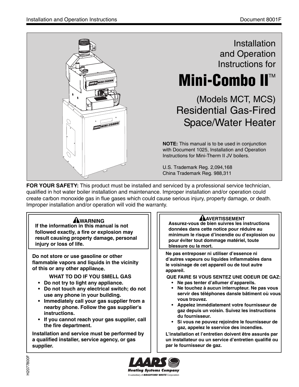 LAARS Mini-Combo II MCS - Install and Operating Manual User Manual | 16 pages