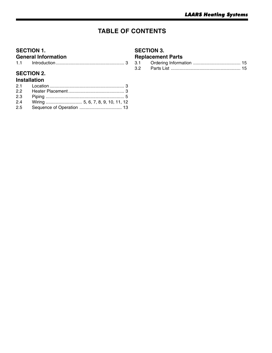 LAARS Mini-Combo II MCS - Install and Operating Manual User Manual | Page 2 / 16