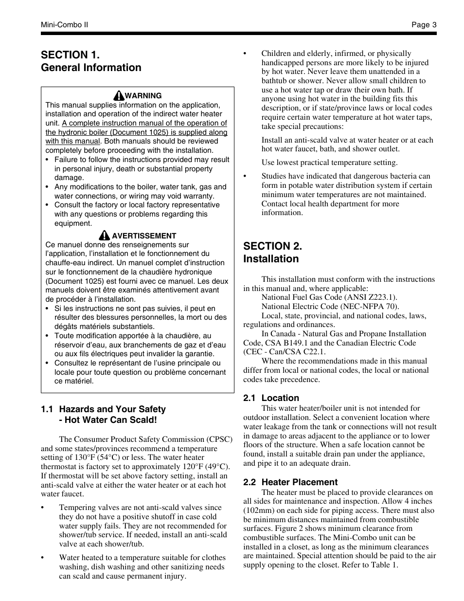 LAARS Mini-Combo II MCS - Install and Operating Manual User Manual | Page 3 / 16