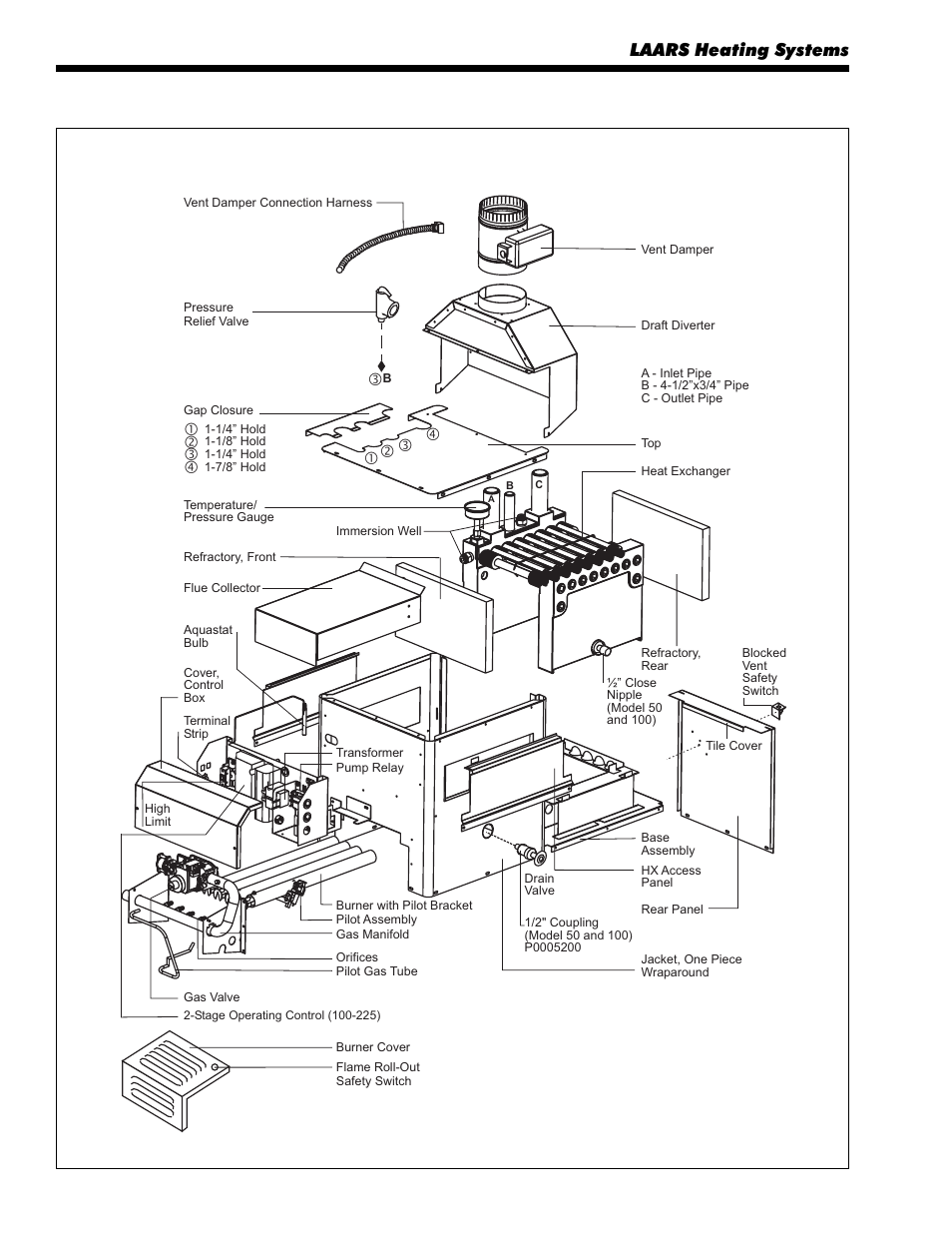 3exploded view, Laars heating systems | LAARS Mini-Therm II JVT (Sizes 50-225) - Install and Operating Manual User Manual | Page 34 / 36