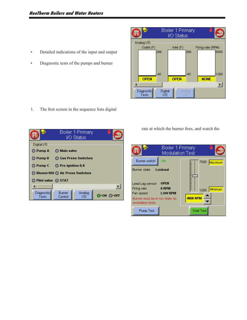 4 diagnostic tests and input/output indicators | LAARS NeoTherm NTV1000 - Install and Operating Manual User Manual | Page 121 / 138