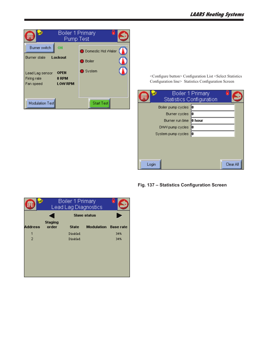 5 lead/lag slave diagnostics, 6 statistics | LAARS NeoTherm NTV1000 - Install and Operating Manual User Manual | Page 122 / 138