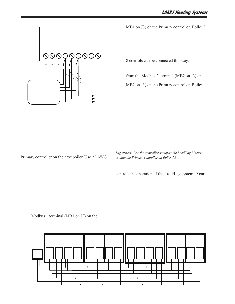 Job h - connect the modbus wiring, Laars heating systems, Mb1 mb2 | Display | LAARS NeoTherm NTV1000 - Install and Operating Manual User Manual | Page 70 / 138