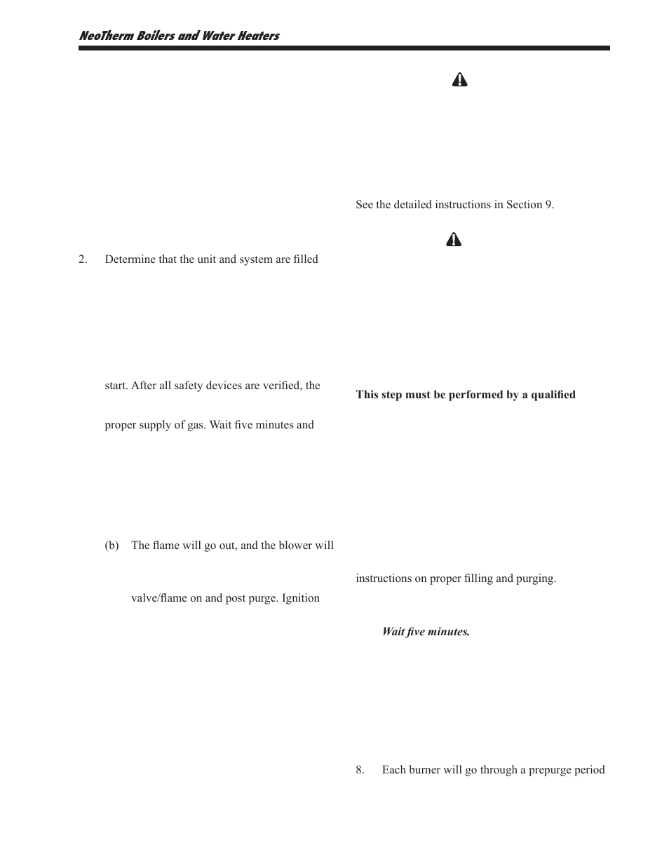 2 initial operation, 3 shutting down the neotherm unit, 4 restarting the neotherm unit | LAARS NeoTherm NTV1000 - Install and Operating Manual User Manual | Page 97 / 138